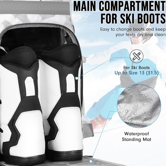 NWT 65L Ski Boot Bag Backpack with 8 Pockets, Waterproof MULTI COLORS main image 8